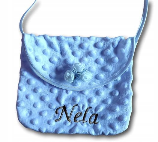 Torebka na komunie z imieniem haft kopertówka róża imię kopertówka