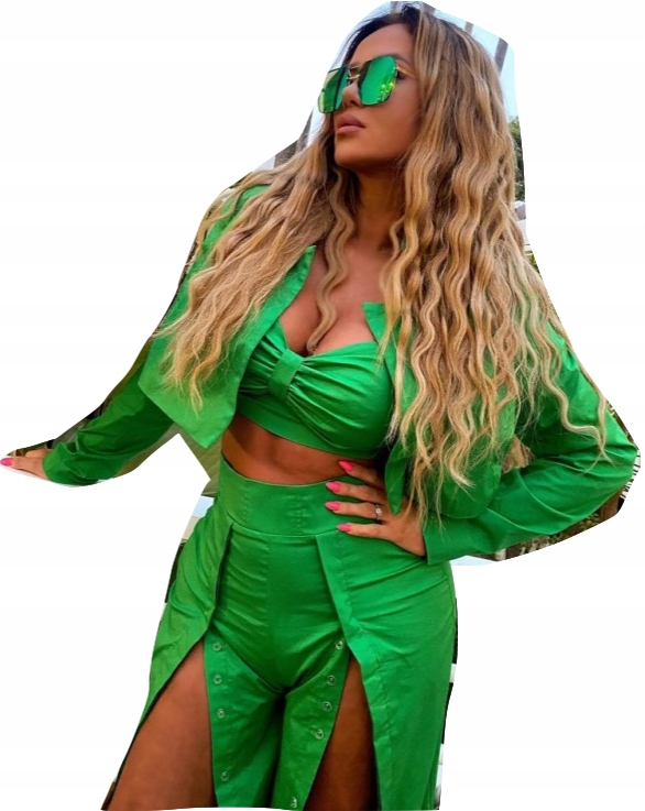 Just unique zielone spodnie szerokie XS/S%%%