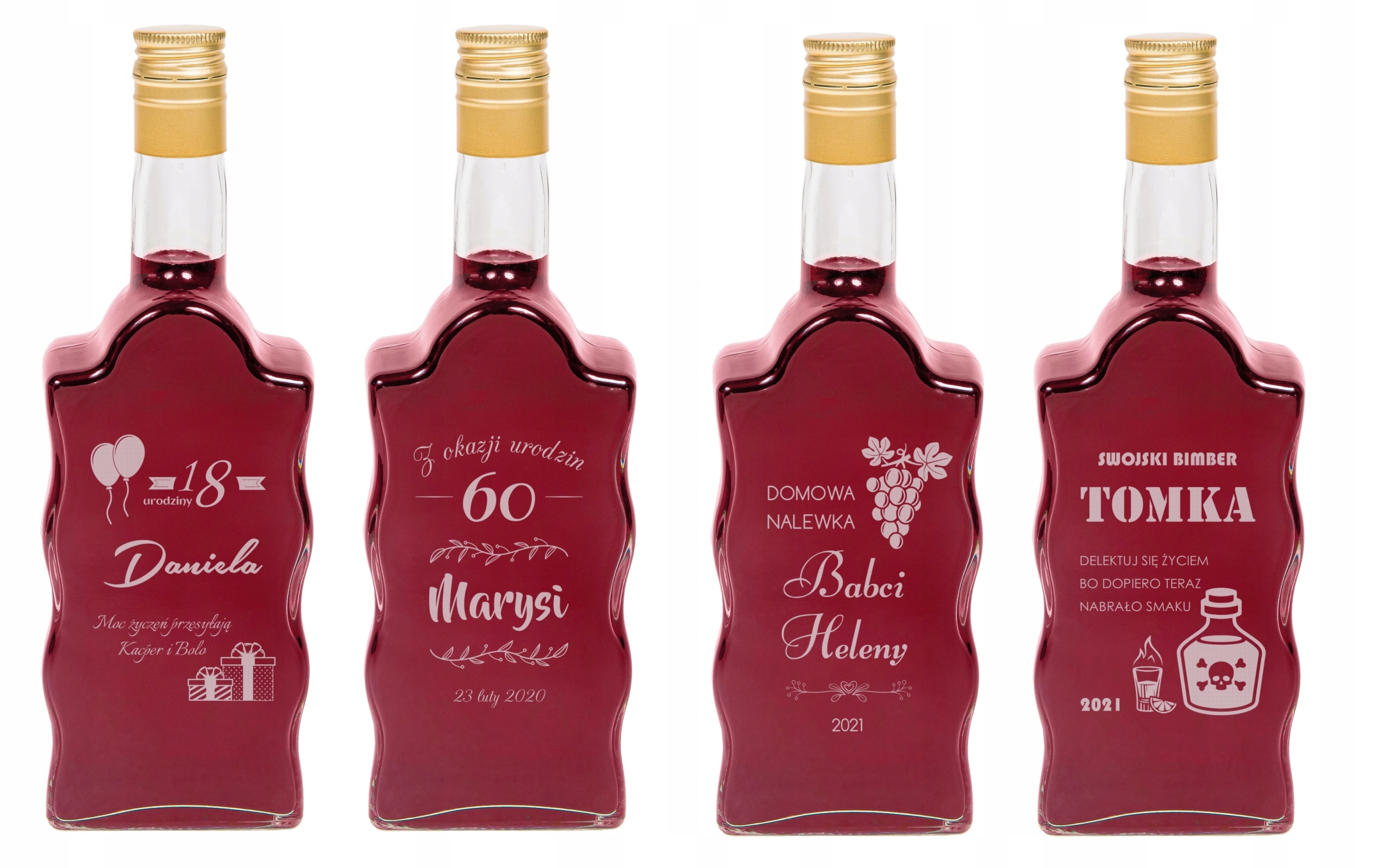 

Na urodziny grawer Butelki na Nalewkę wino