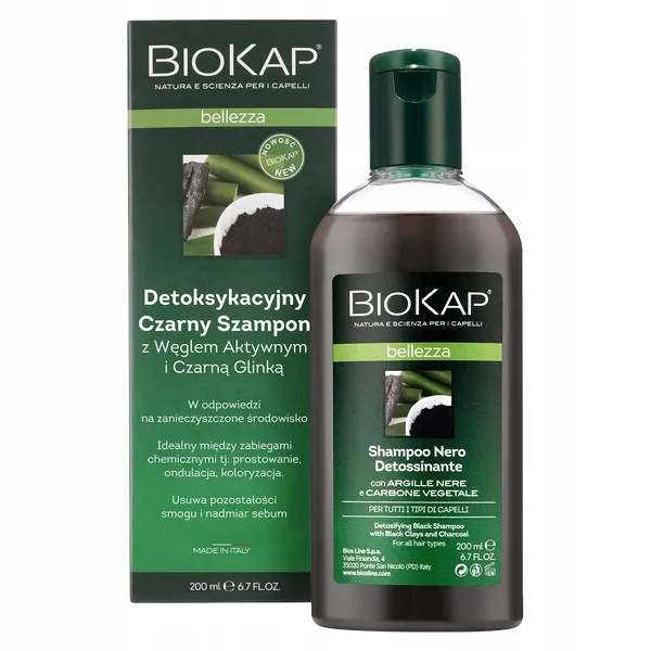 Biokap bellezza, šampon s černou hlínou a aktivním uhlím,