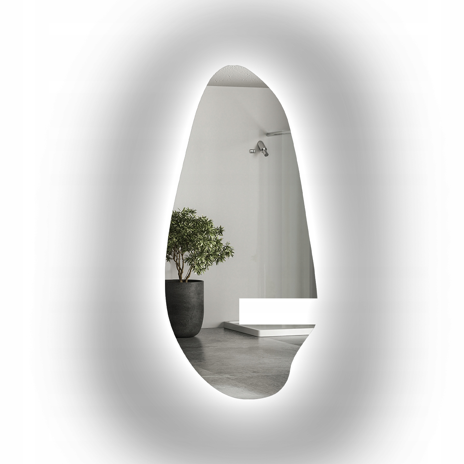 Zrcadlo nepravidelného tvaru s výřezem pro skříňku Jaspis Led 91x200