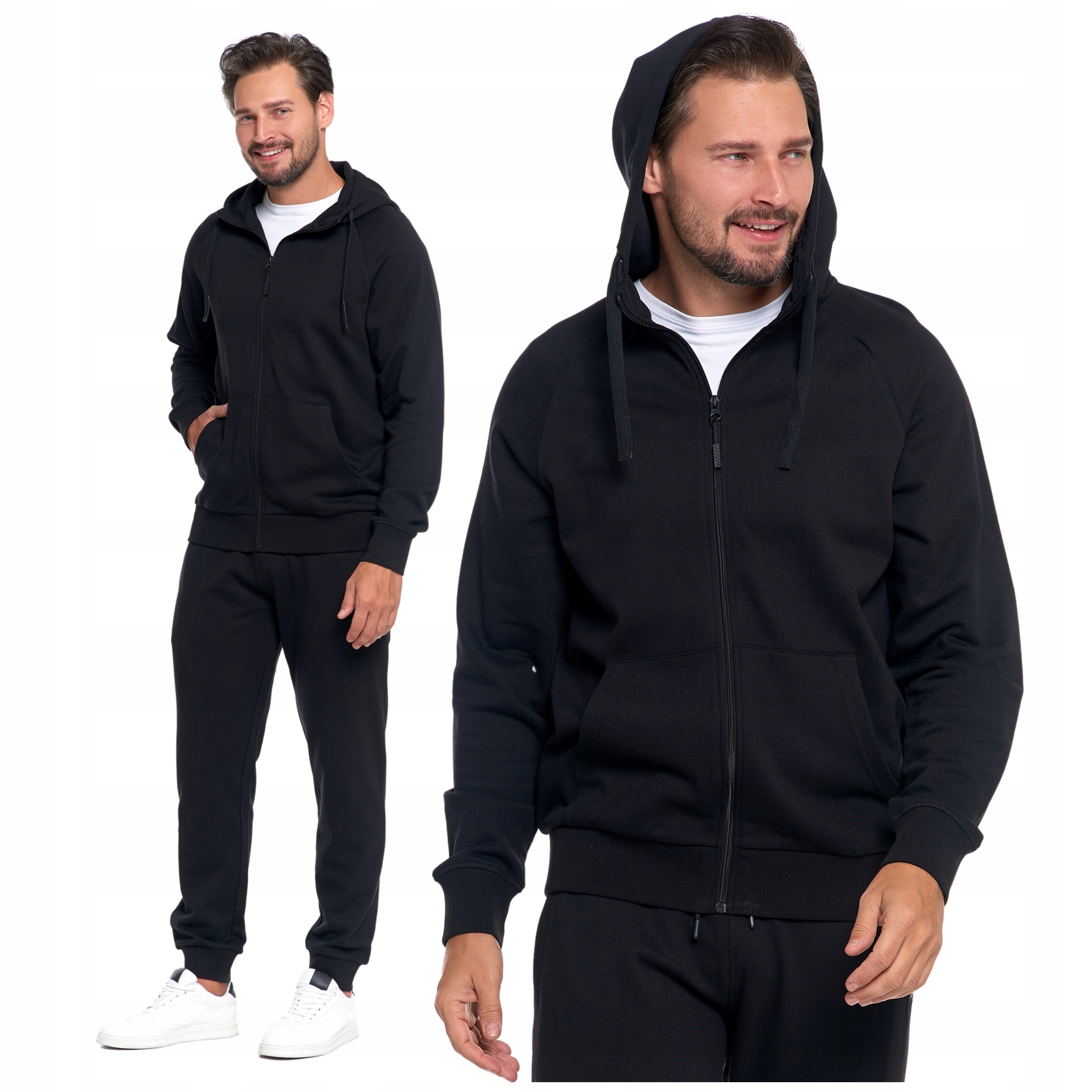 Pánská pánská mikina s kapucí , Kapucí, Hladká, S Kapsami Moraj 3XL