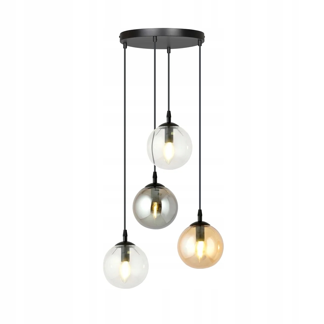 Závěsná lampa černá skleněná barevné kulaté koule do obývacího pokoje 4 body Emibig