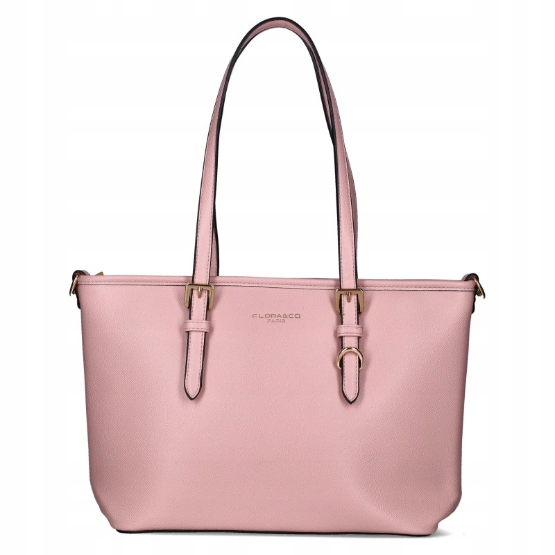 Flora&co Klasická Dámská Shopper Kabelka Přes Rameno Růžová Kůže Pásek Logo