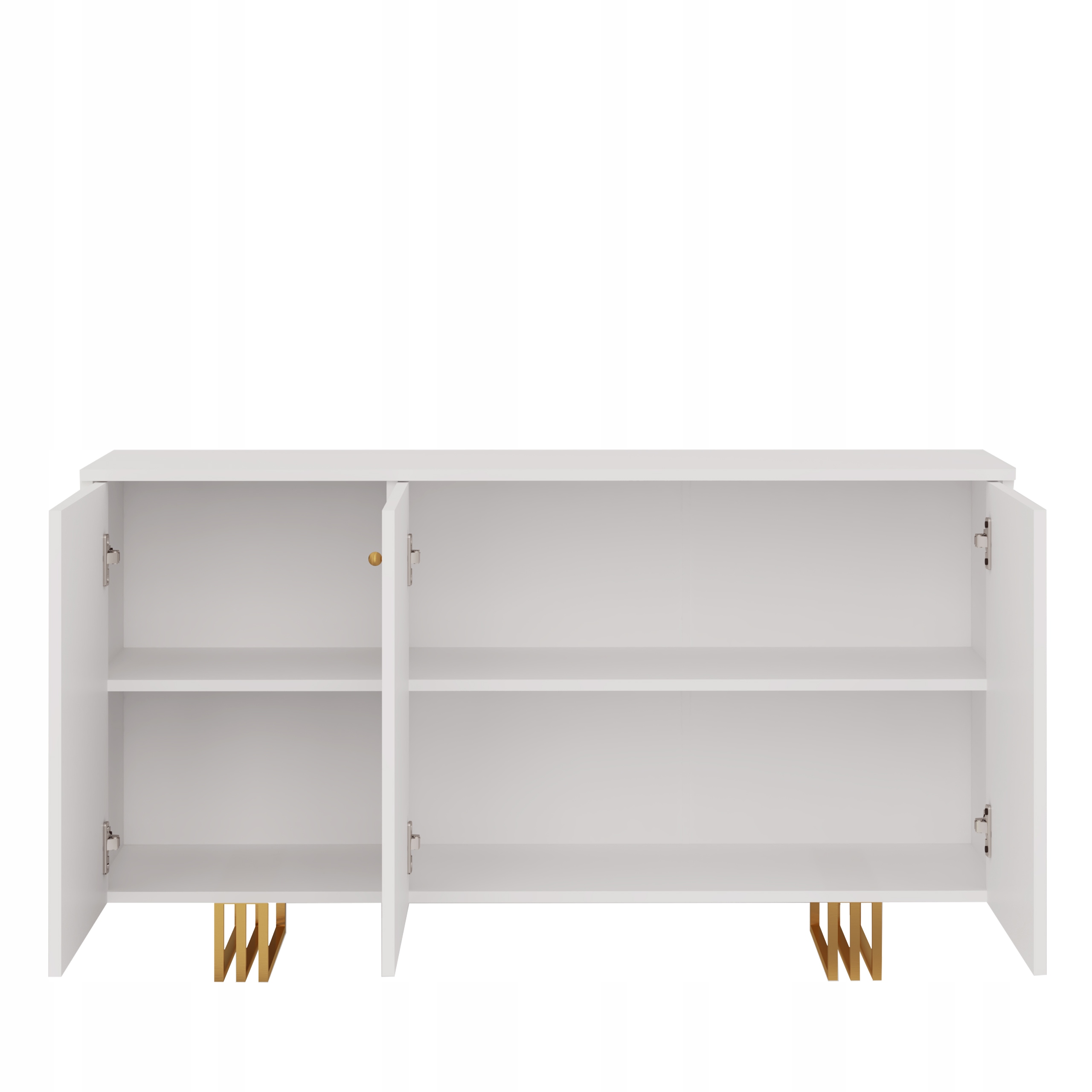 NOWOCZESNA ELEGANCKA POJEMNA KOMODA 150 CM Z SZAFKAMI BIAŁA ZŁOTE NOGI Marka AgatMebleGrzybek