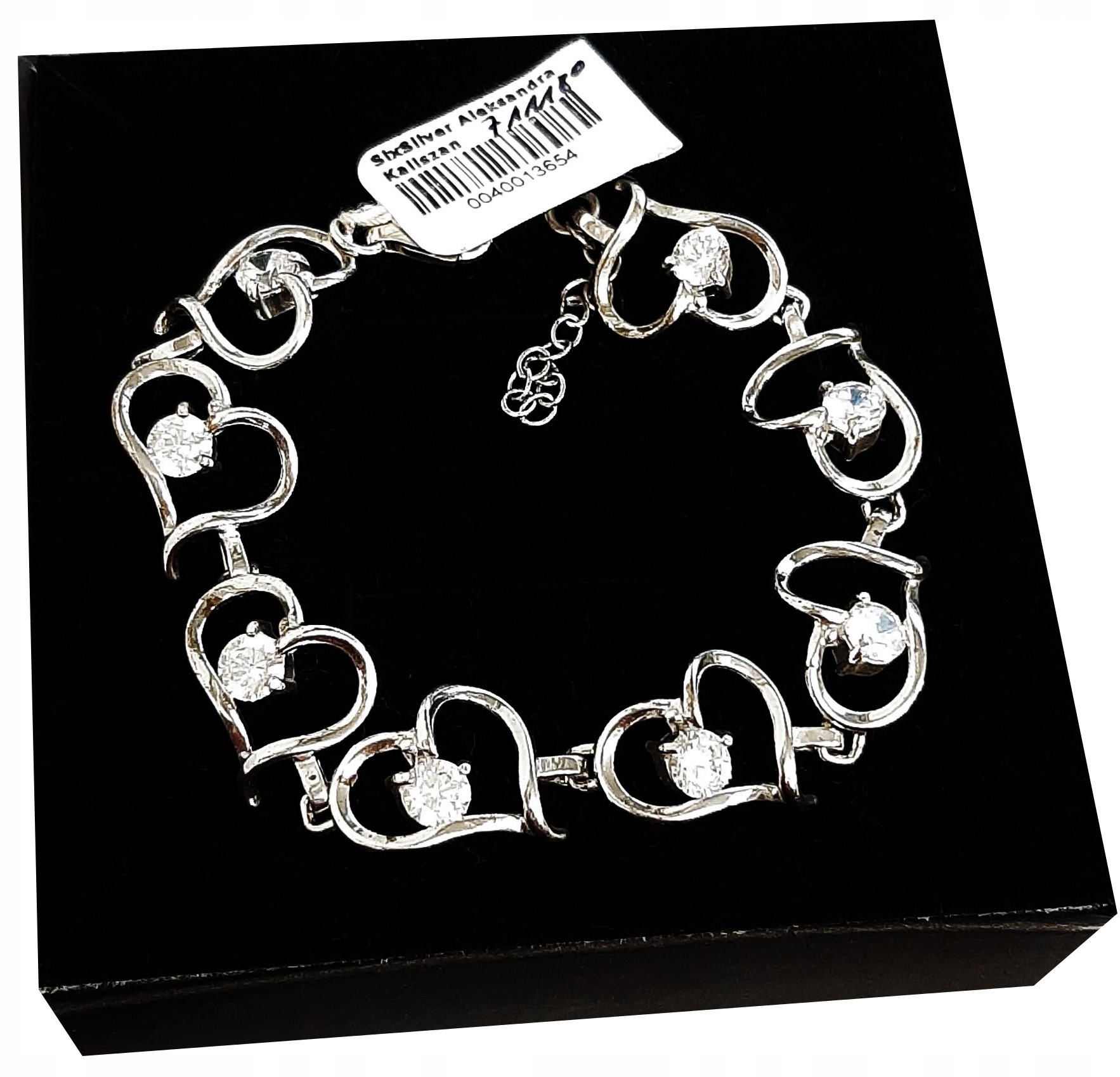 Široký náramek srdce se zirkonem Stříbro 925