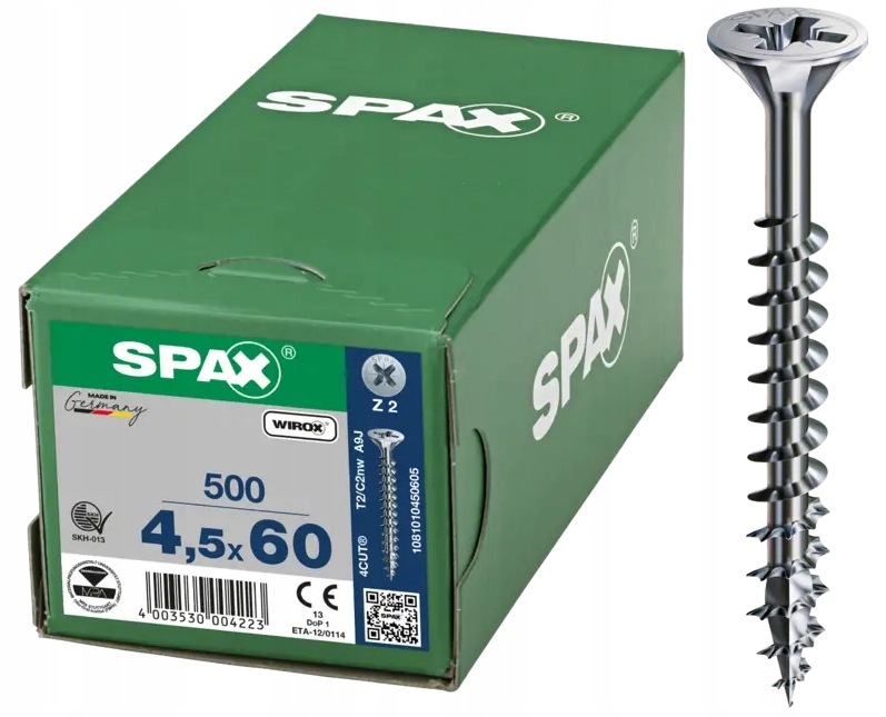 Vrut Do Dřeva Pozink Bílý 500 Ks 4.5*60MM Spax