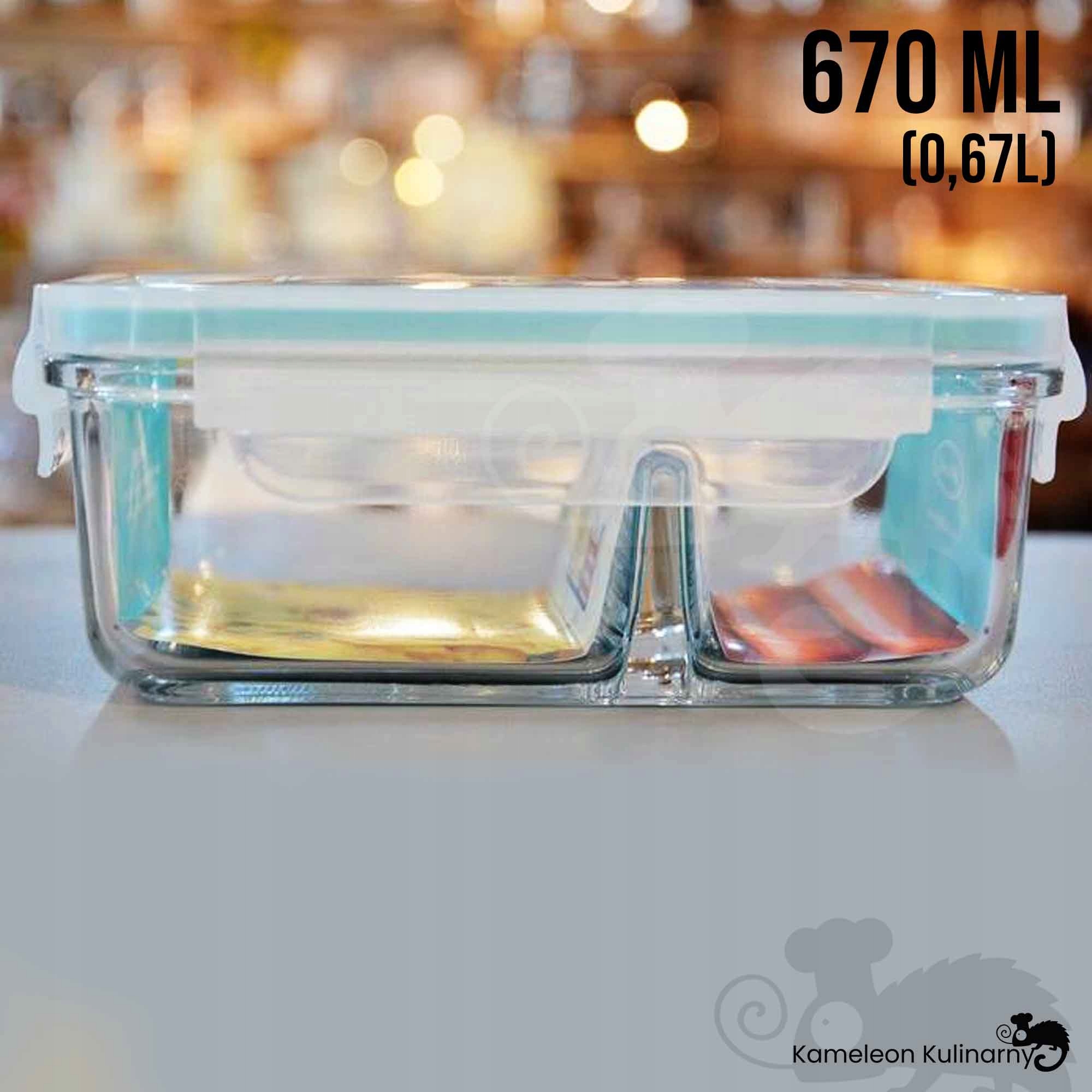 POJEMNIK SZKLANY DUO z przykrywą LUNCHBOX 670 ml Kolor inny