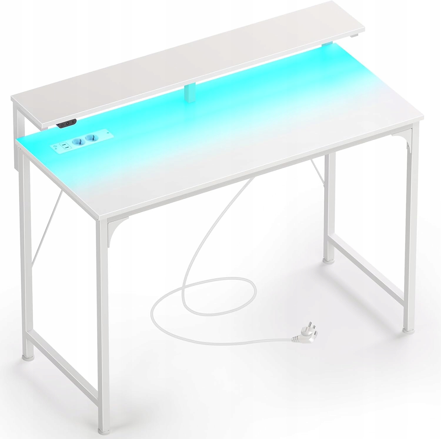 Písací stôl Rolanstar Led 100 cm s bielymi zásuvkami