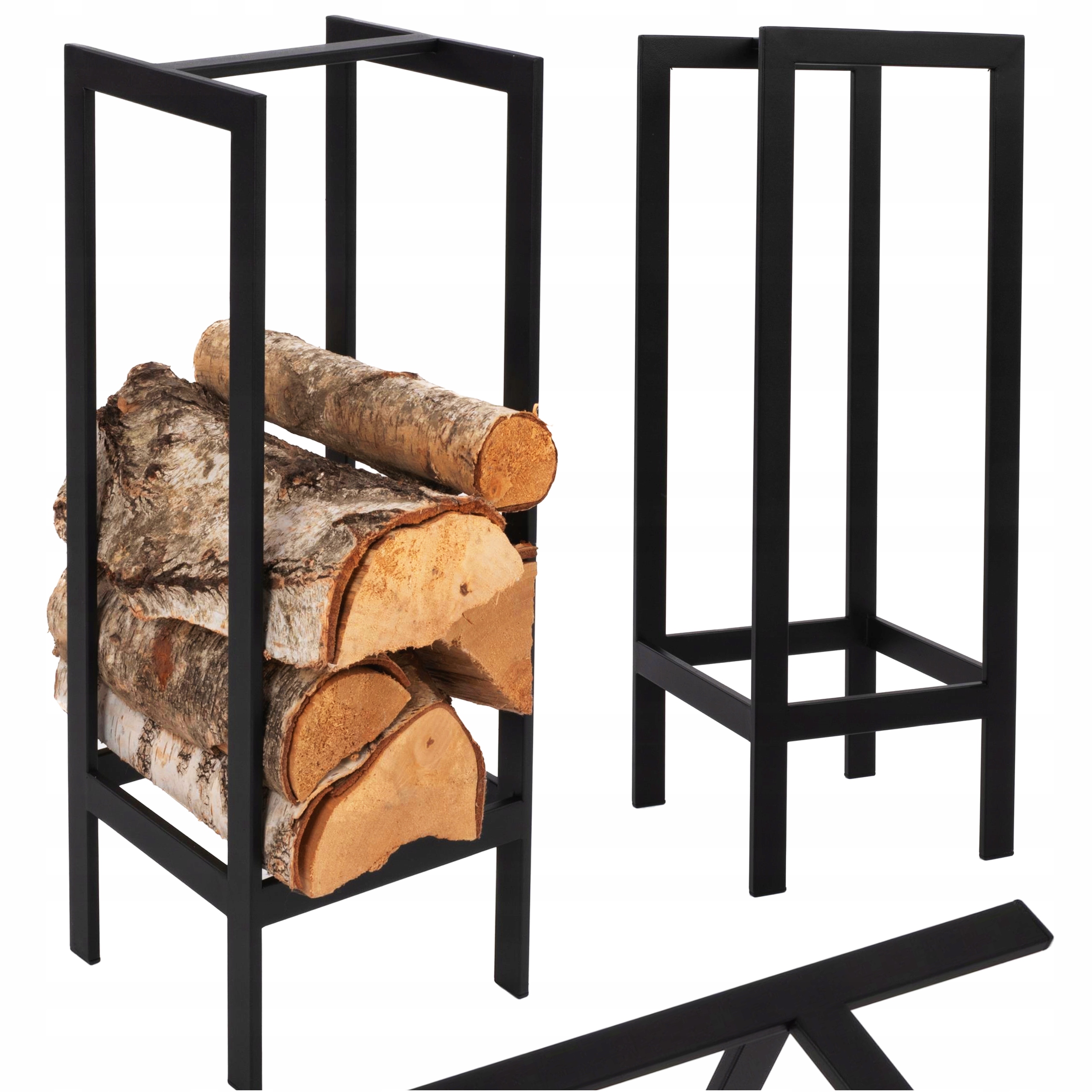 Svícník Na Dřevo Ke Krbu Svařovaný Kovový 70 CM Černý Loft V Celku