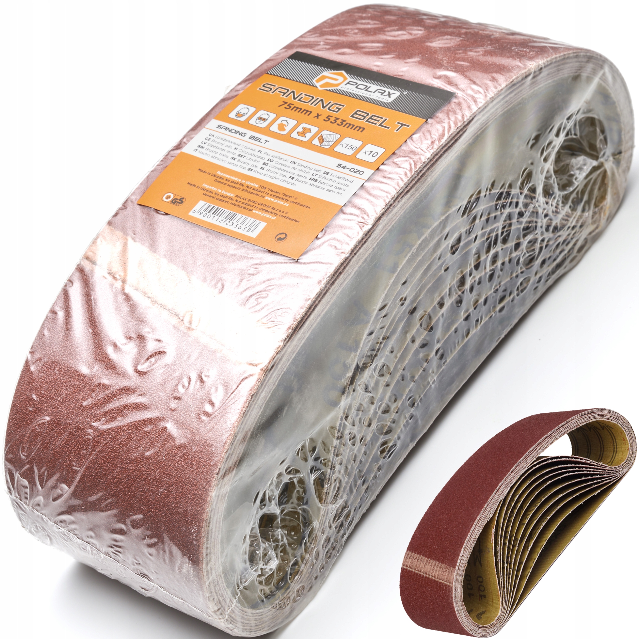 Taśma szlifierska 75 x 533 mm Pas bezkońcowy P150 10 szt Polax