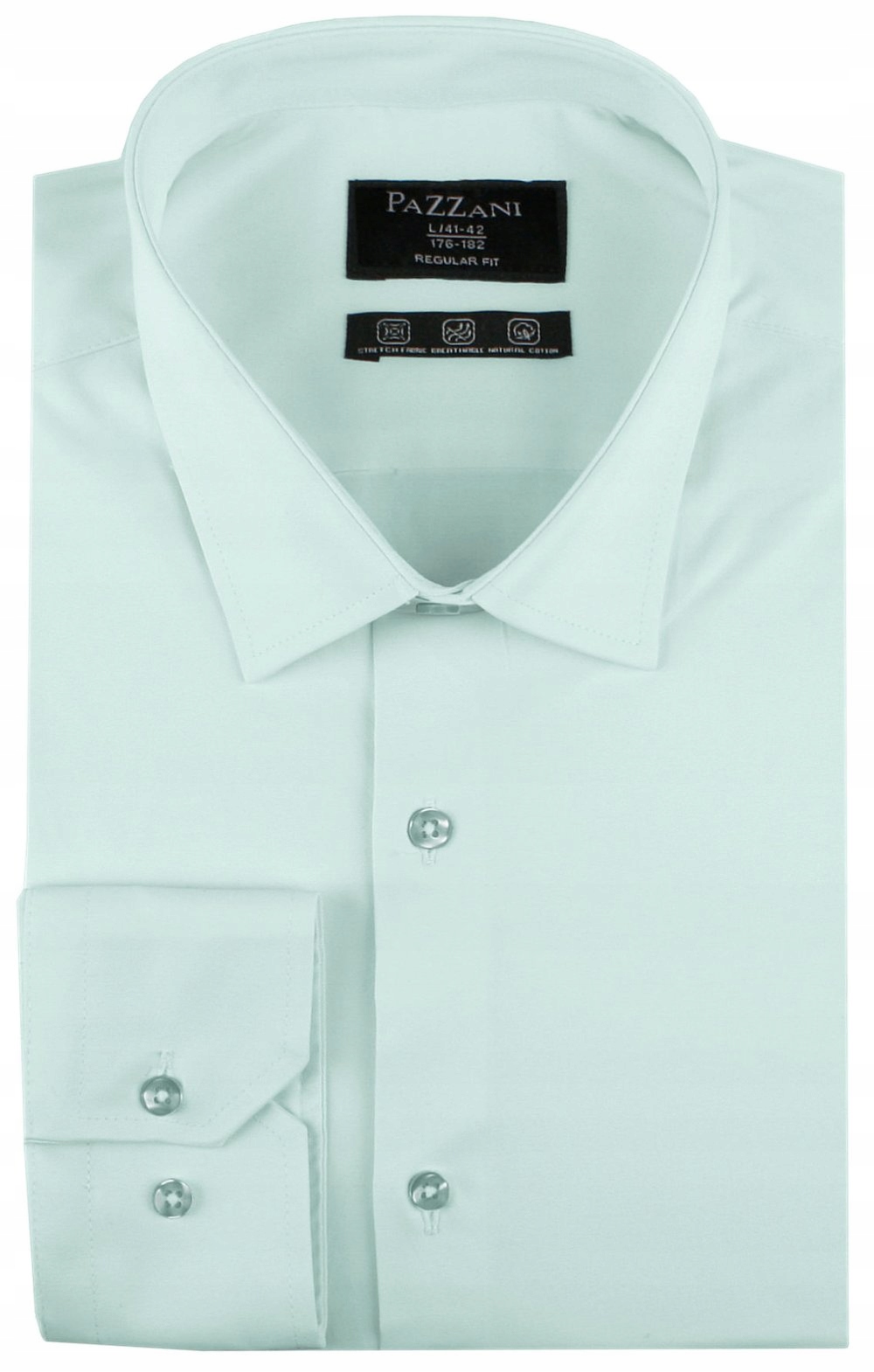 Jednobarevná bavlněná košile s rovným střihem mátová 44/176-182