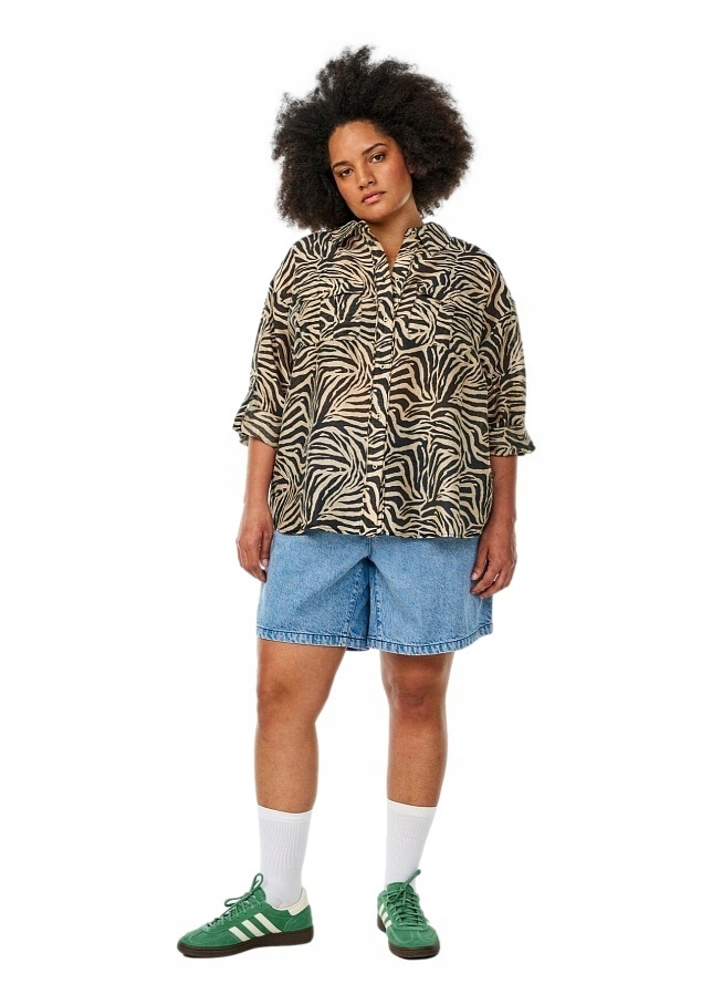 Halenka Plus Size Zizzi Originální Hnědá Košile S Potiskem Zebra 434A 48