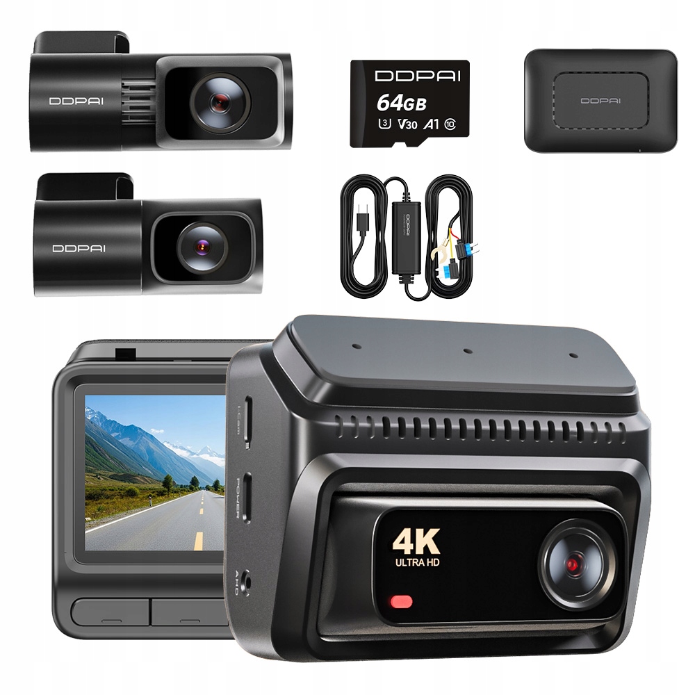 Ddpai Kamera Automobilová Z60T Přední Interiér Zadní 4K Hdr Modul 4G 64GB
