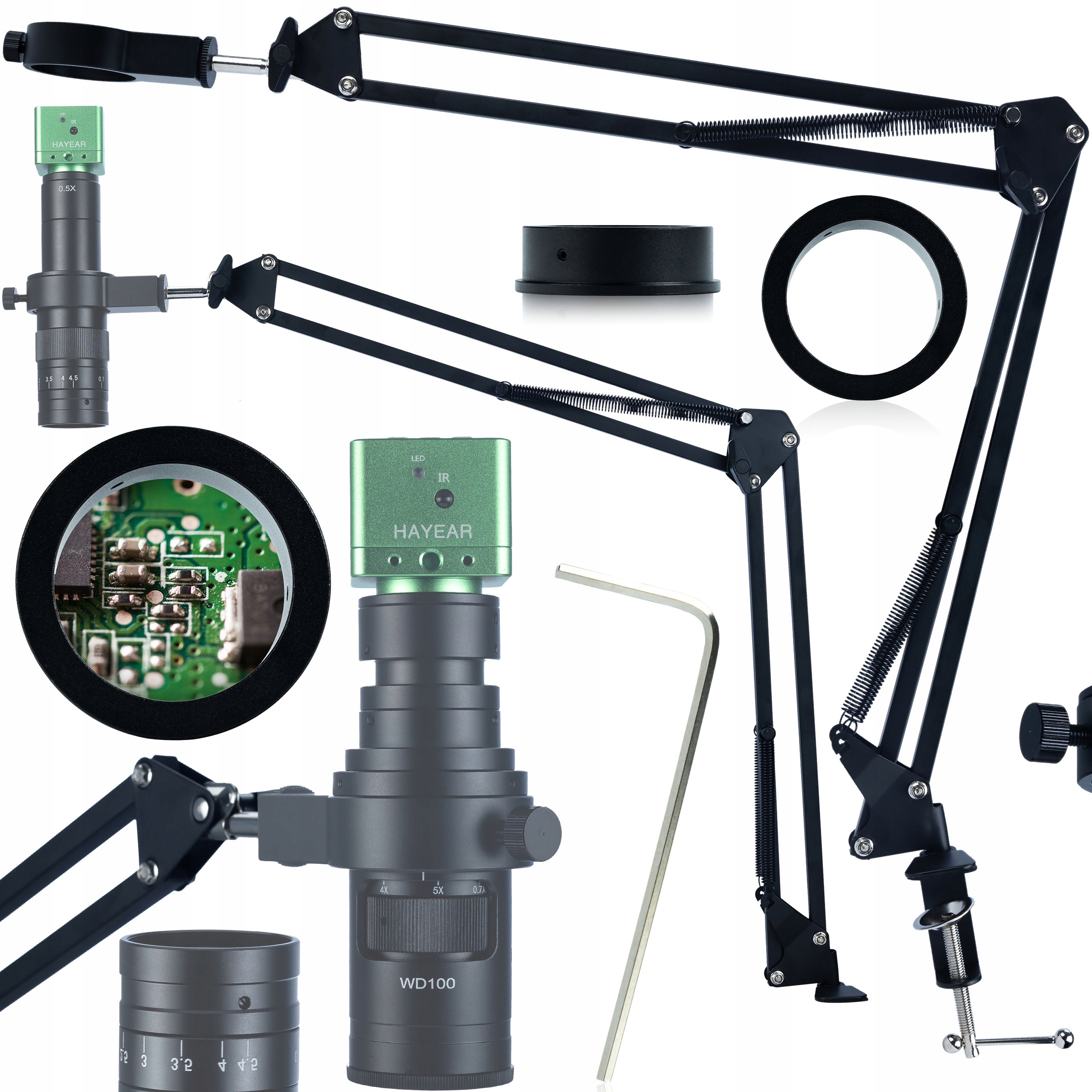 Výložník Pohyblivý Rám Základna Pro Digitální Mikroskop 50 MM Objektiv 180X Hq