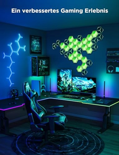 GOVEE Glide Hexagon RGBIC Lampa Ścienna LED Wi-Fi 10 Paneli Alexa Gaming — miniatura 6
