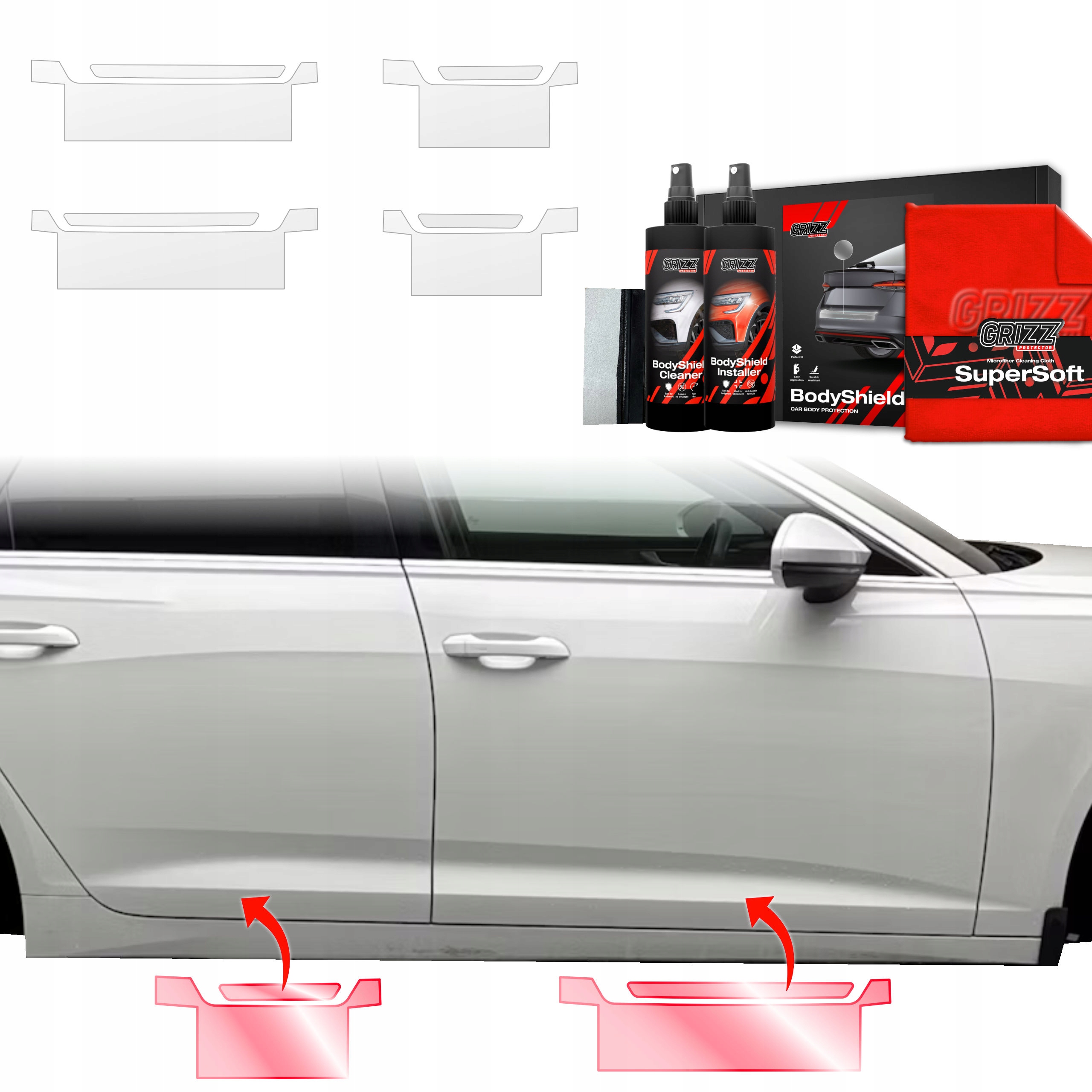 4v1 Fólie Ppf dýha na prahy pro Audi A6 C8 Sedan (2018-2023) Grizz