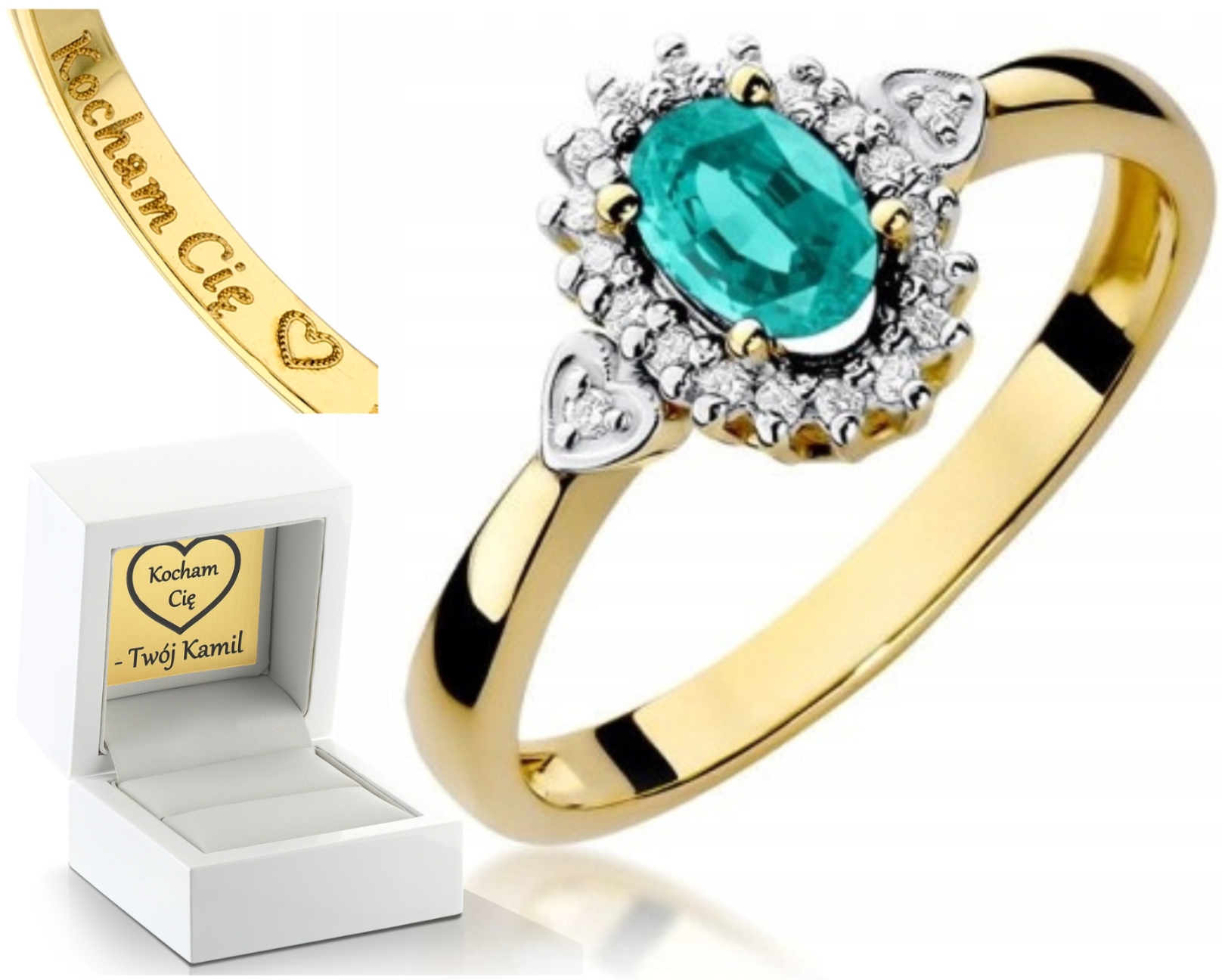 Prstýnek S Briliantovým Smaragdem Gravírování Bonus