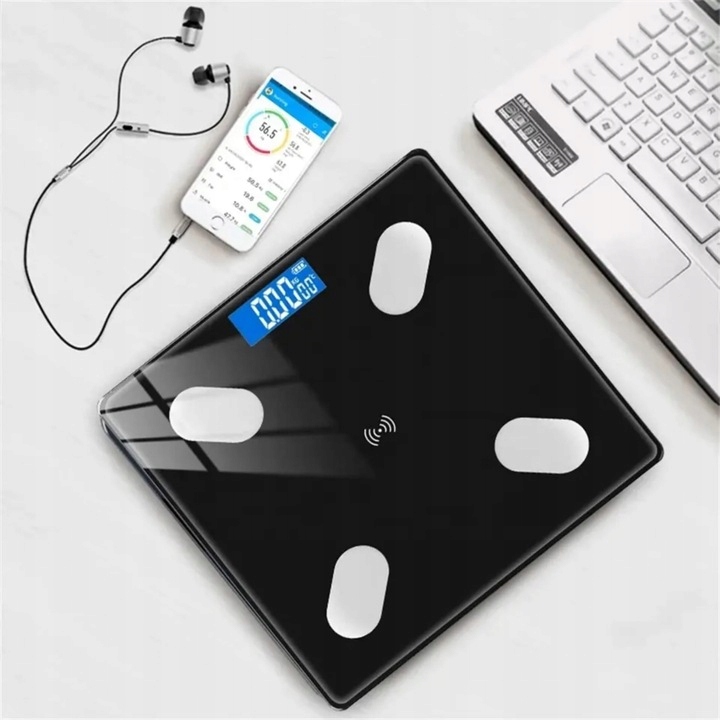 WAGA ŁAZIENKOWA BLUETOOTH SMART 17w1 180KG ANALITYCZNA INTELIGENTNA SZKLANA Model B2017