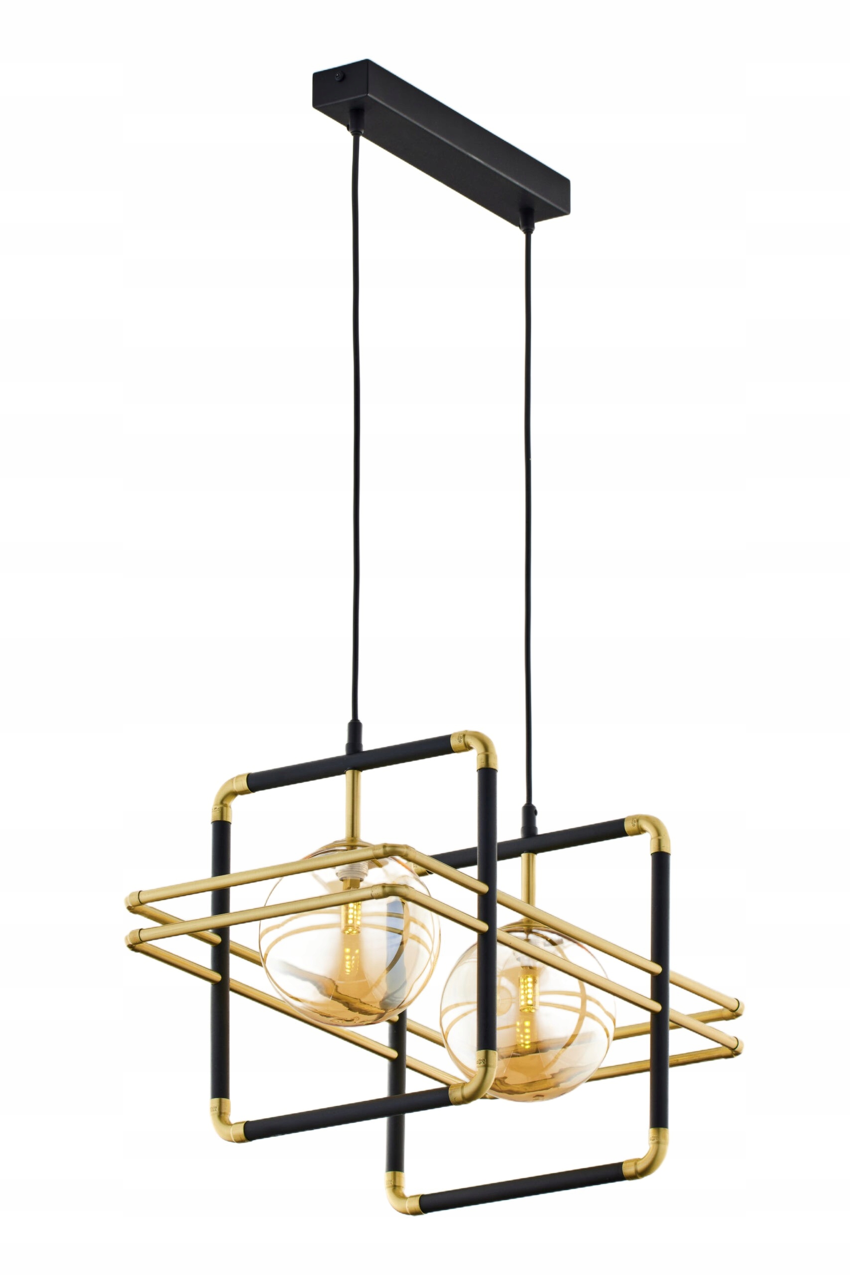 Závesná lampa Fiori Jupiter Zlato-čierna 2xG9 Sklo Kov Moderná