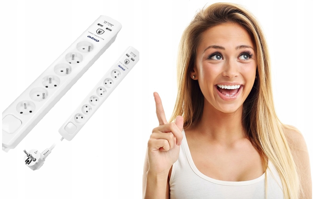 Prodlužovací Kabel přepěťová ochrana FeinTech 3 m, 6 ks zásuvek, bílá