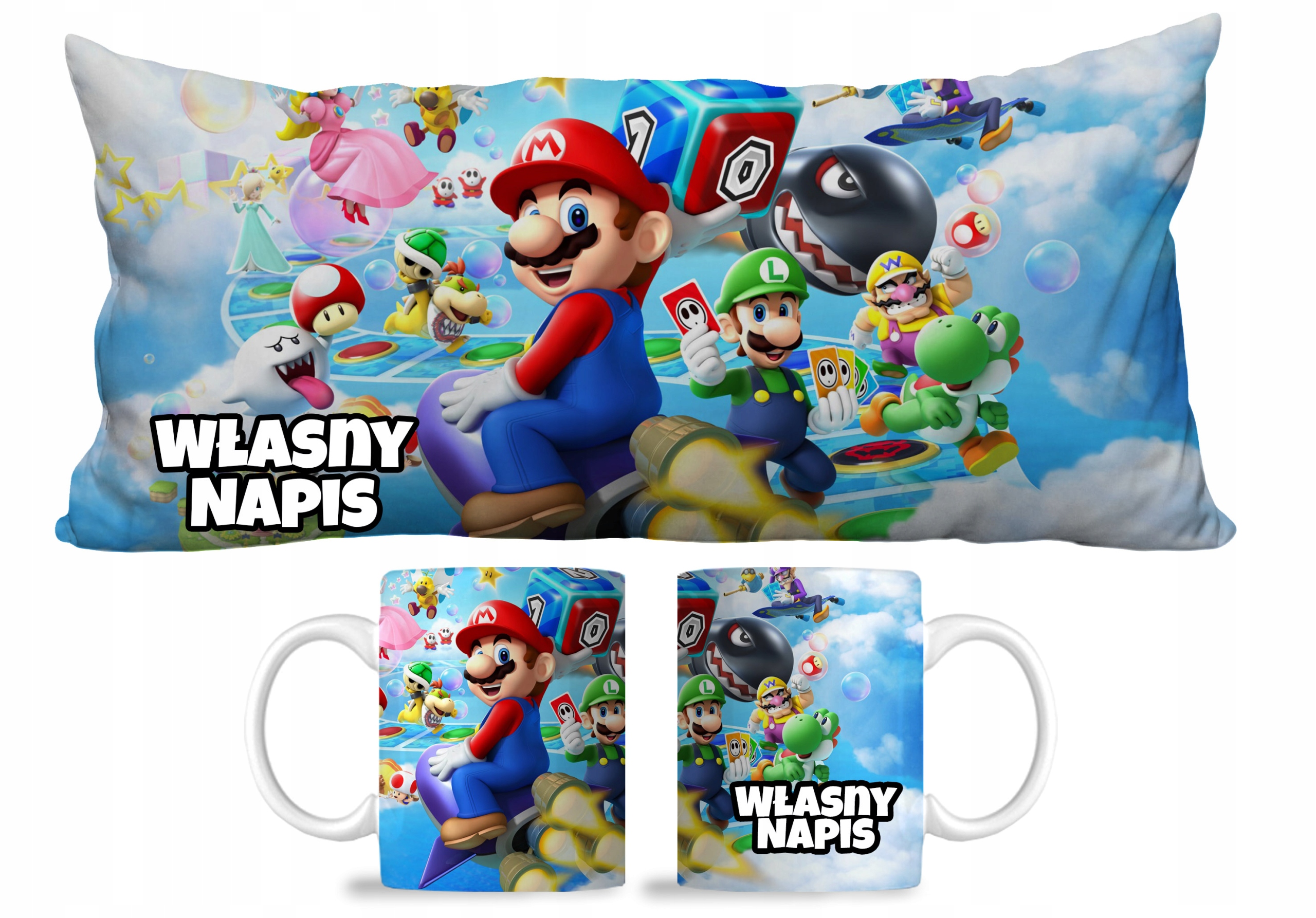 ZESTAW KUBEK I PODUSZKA SUPER MARIO LUIGI NINTENDO
