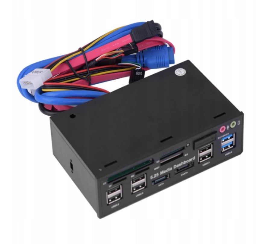 Hub 5.25 Palcový Přední Panel Usb 3.0/2.0 Audio 525E20 Černý 17X14X5 CM