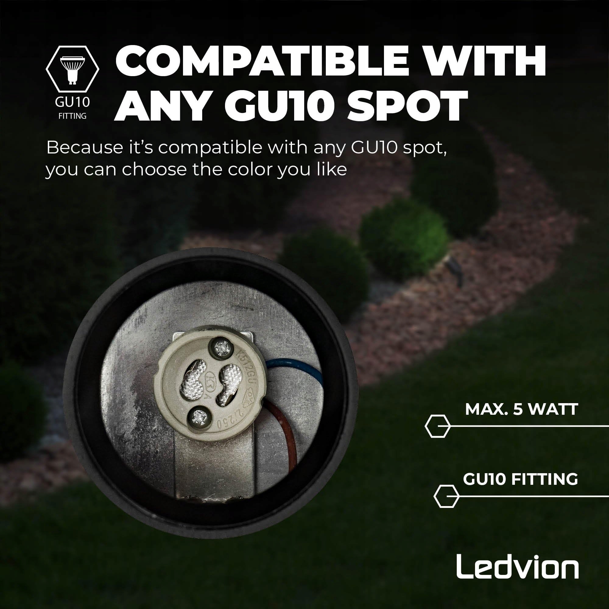 Lampa Ogrodowa LED GU10 Z Grotem IP65 Czarna 5W Kabel 2M Na Prąd LEDVION — miniatura 6