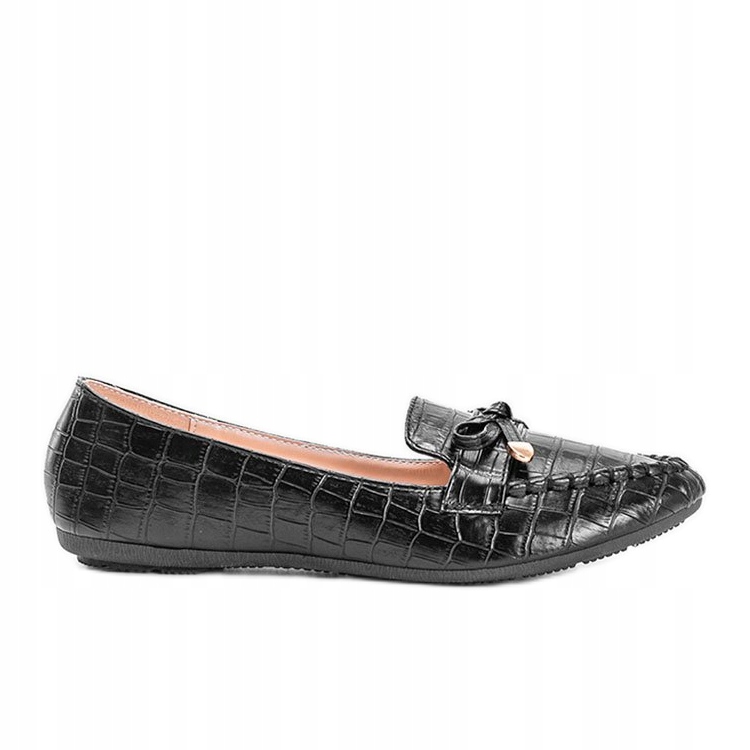 

Czarne Skóra ekologiczna Buty Mokasyny r.39