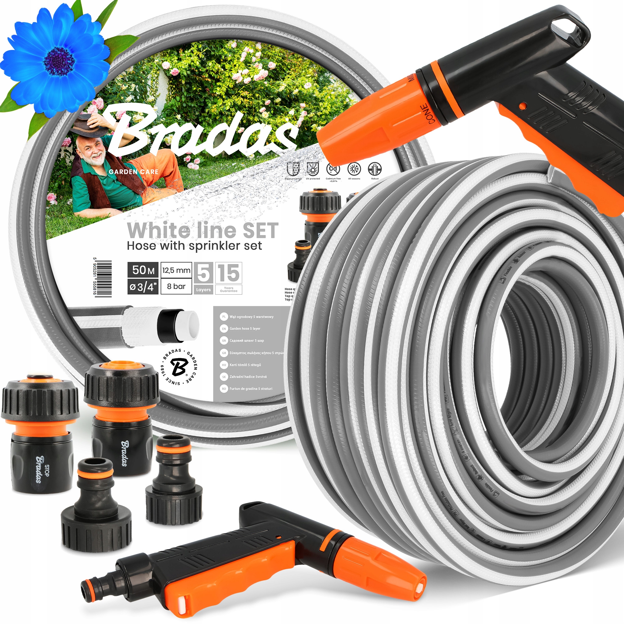 Záhradná Hadica 3/4 Vody Zvinovací zavlažovač 50 m Šlauf 5-VRSTVOVÝ Zbroj Yo