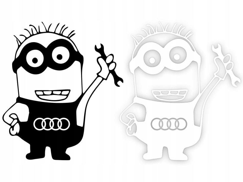 MINIONEK AUDI - Naklejka na samochód na auto KOLOR