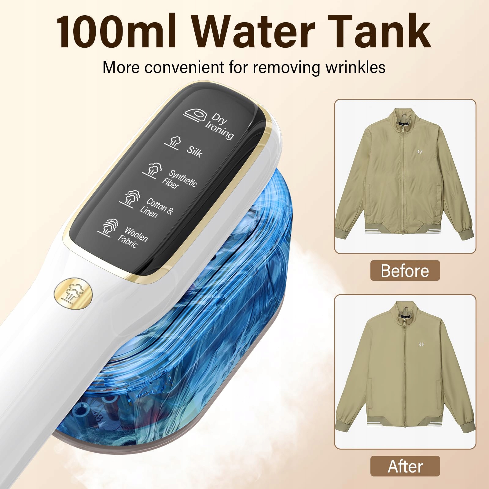STEAMER 1000W Przenośna Parownica Do Ubrań 2w1 Zbiornik 100ml — miniatura 4