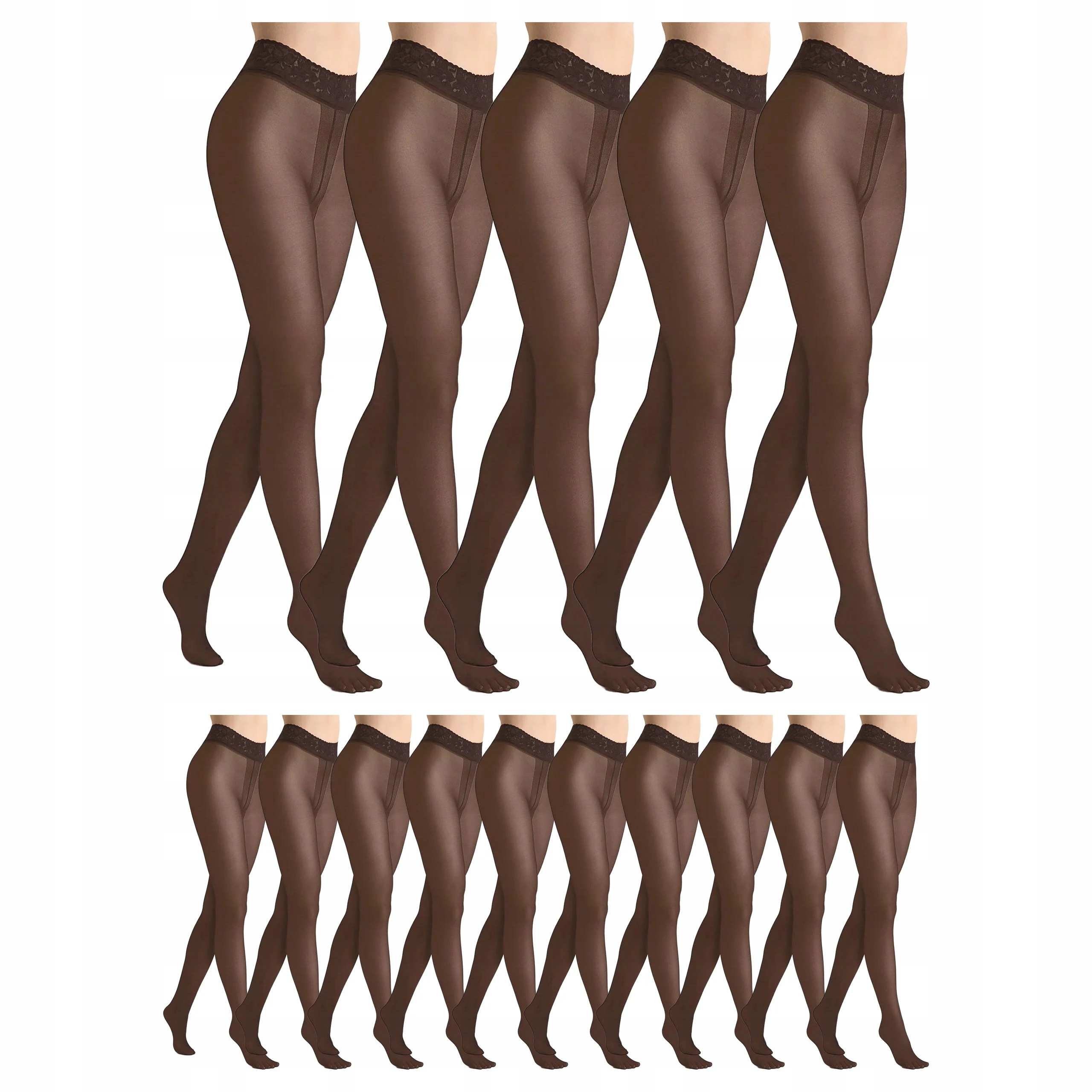 15 x Punčocháče 30 den bez kalhotek s krajkou Erotic Silk Marilyn Bronzo 5-XL