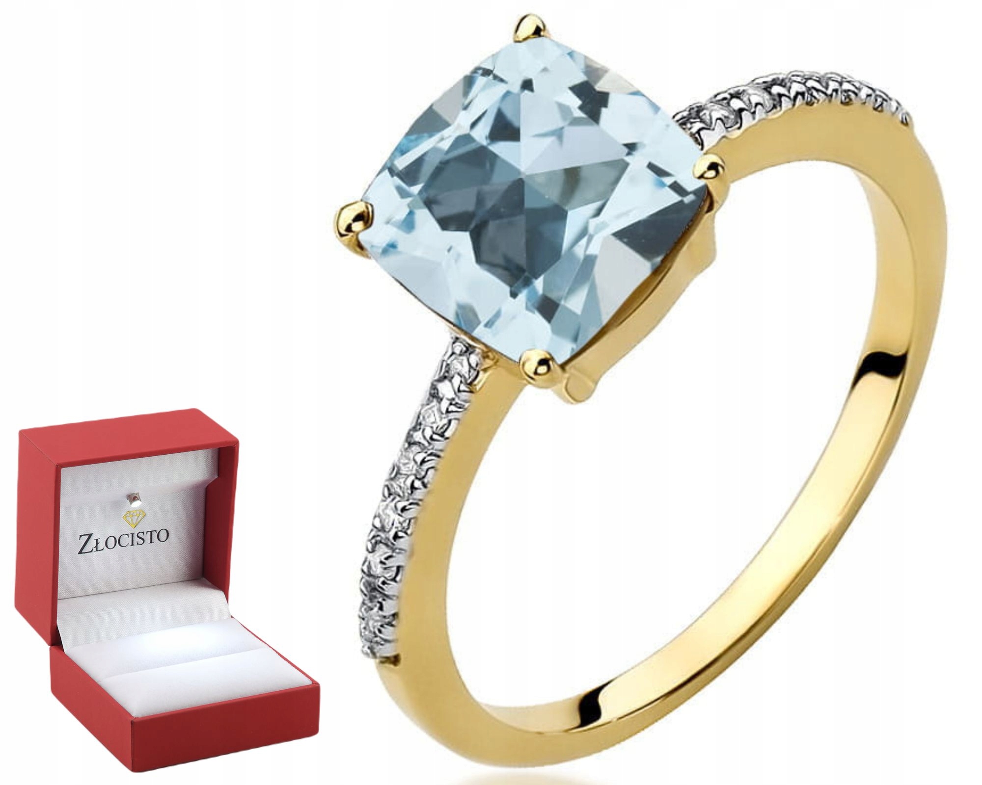 Žluté Zlato Prstýnek S Topazem A Diamanty Gravírování 585 Bonus Dárek