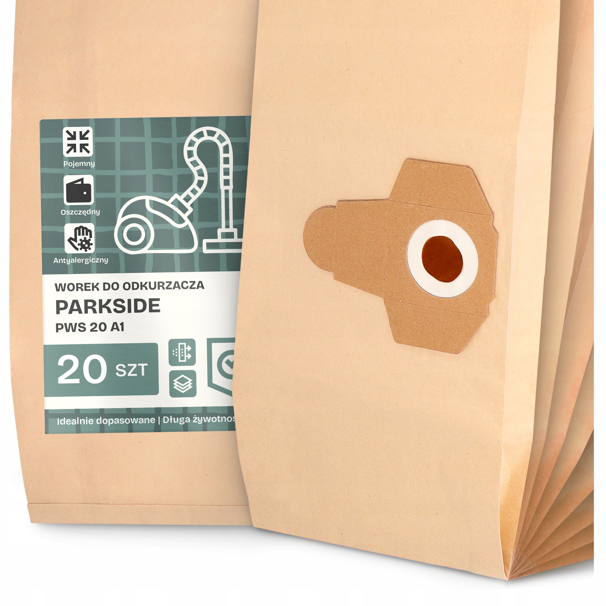 20x Sáček Do Vysavače Parkside Pws 20 A1 Papírový Velký Silný Sáčky 2A