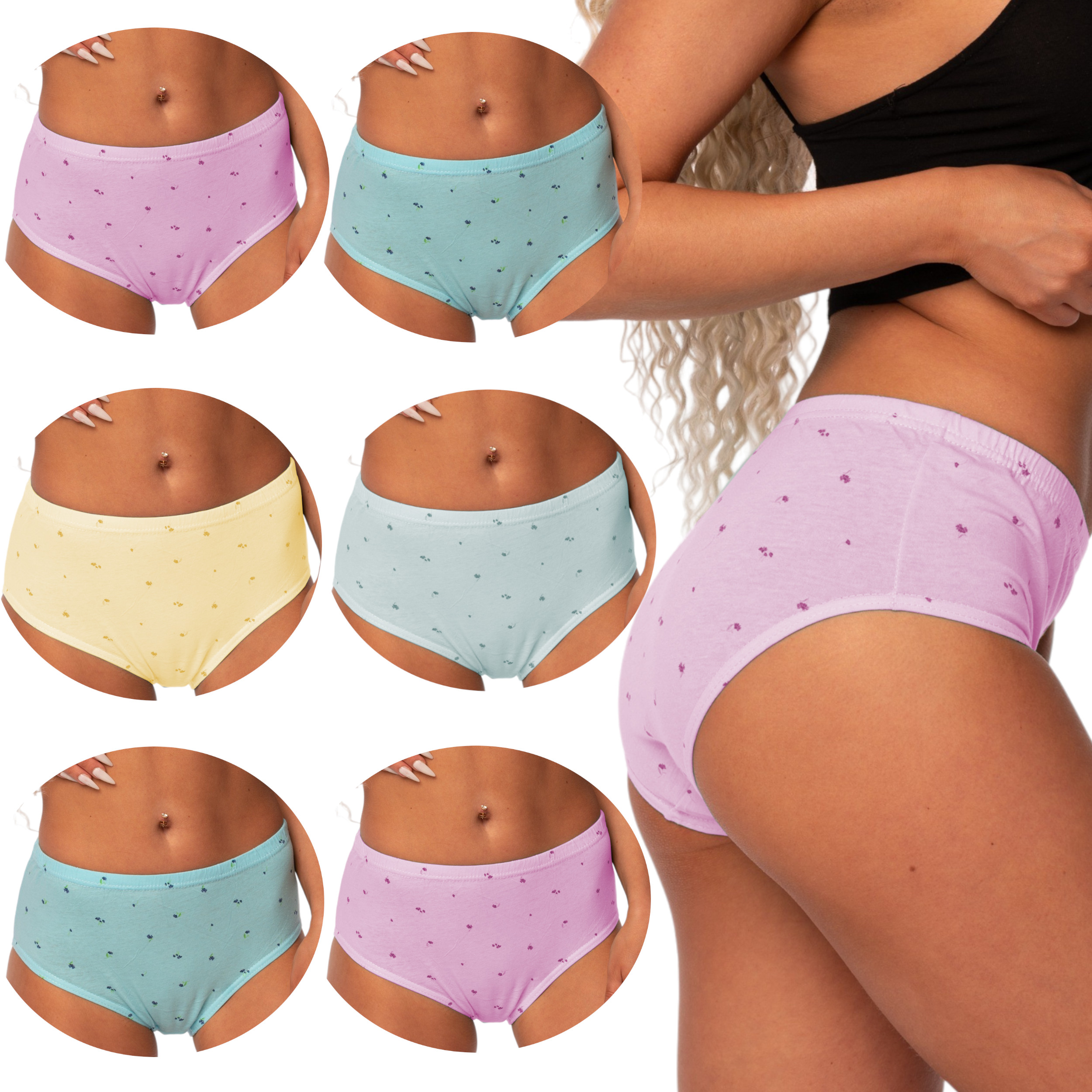 

6-PAK Majtki Bawełna Wysoki Stan Cotton World 3XL