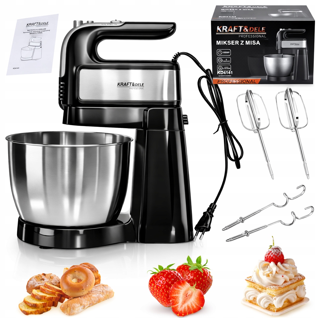 Mikser Kuchenny Z Misą 4,5L 1000W K Planetarny Robot Dociastai Kremów