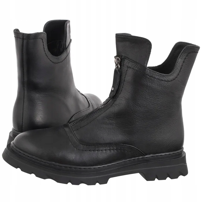 Boty Kotníkové Boty Zateplené Kožené Dámské Artiker Černé 54C0780