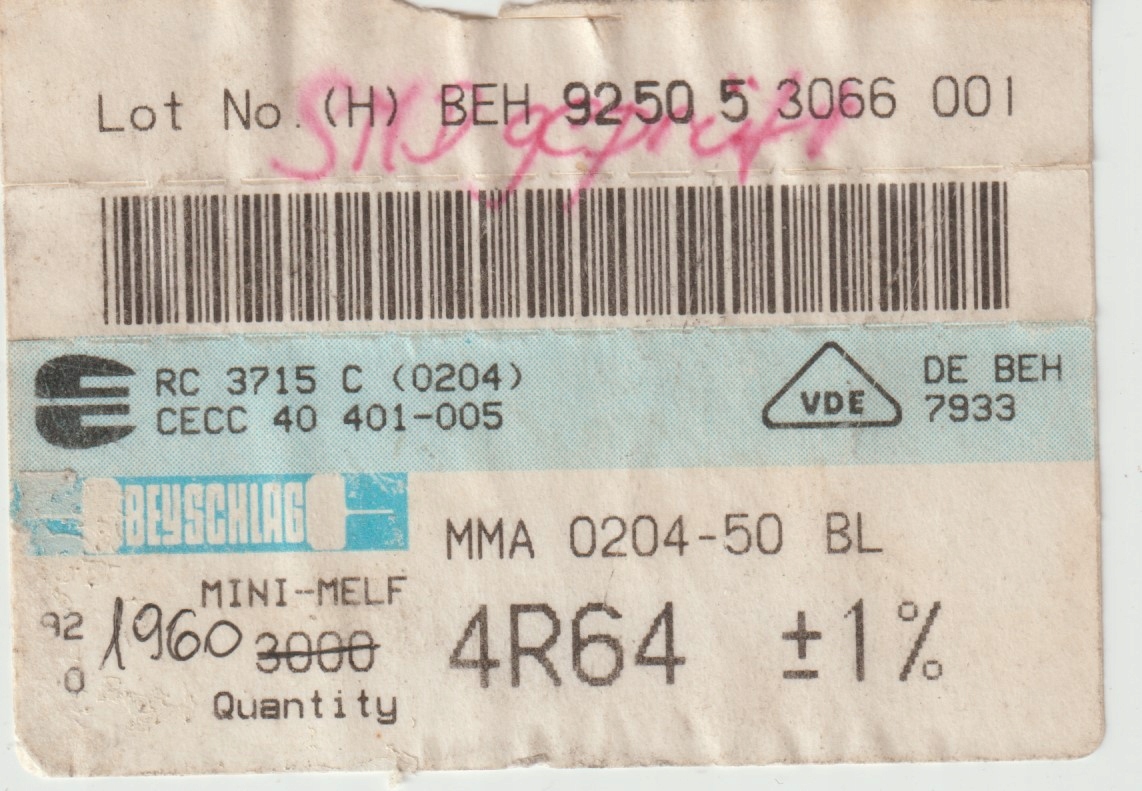 [100szt] 4R64 1% 50ppm rezystor Smd minimelf MMA0204 Beyschlag low noise