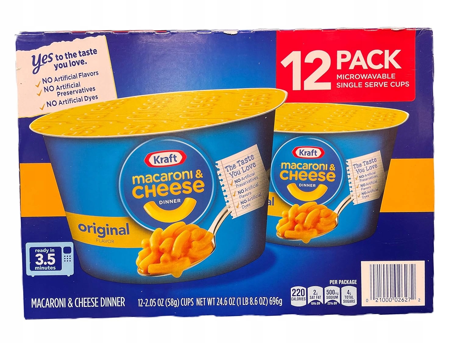 Levně Macaroni & cheese 12 ks nádobek Kraft 696 g Těstoviny se sýrem