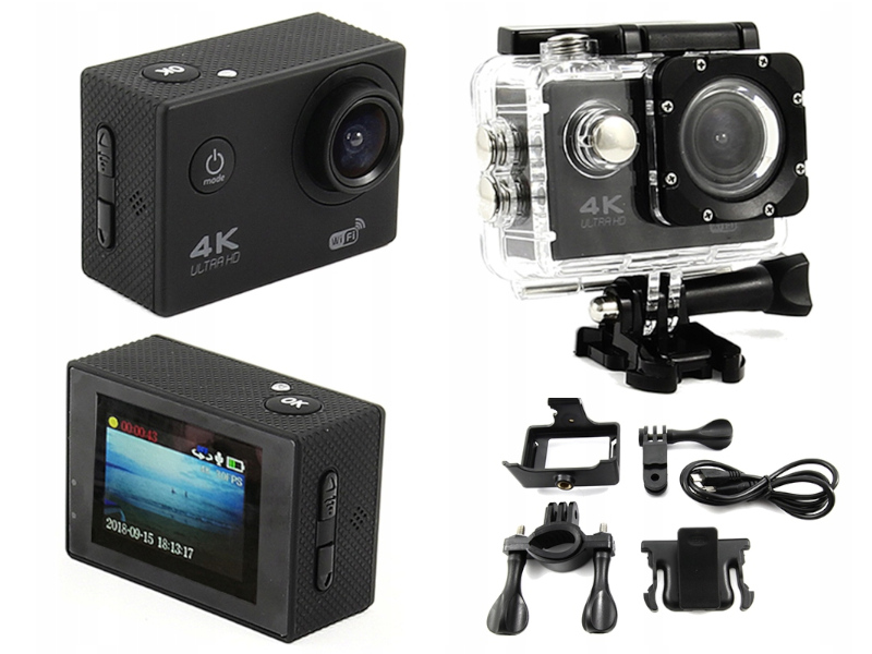 SPORTOWA KAMERKA Z UCHWYTEM NA KASK ULTRAHD 4K UHD Model cam60020