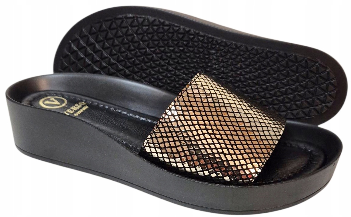 Verso 7667 Nazouváky Zlato-černé na nízkém podpatku, kůže vel 39