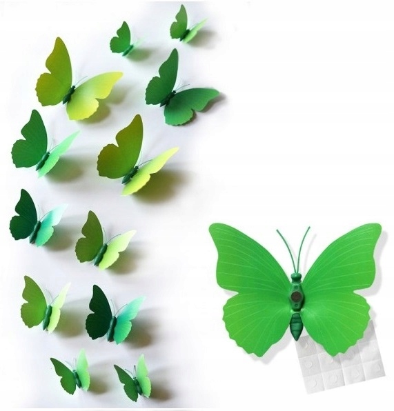 

Motylki Motyle 3D Na Ścianę Dekoracja 12SZT 7xKOL