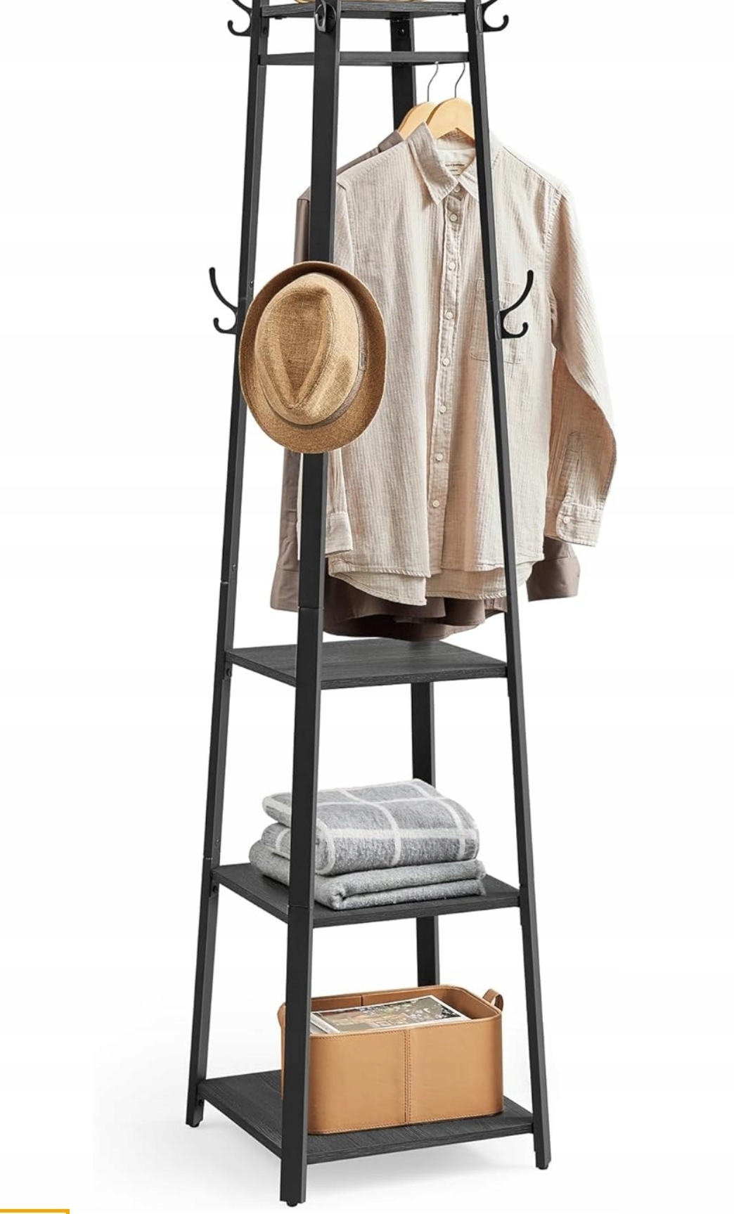 Stojaci Vešiak z drevotriesky Songmics sivý čierny 43 x 43 x 180 cm