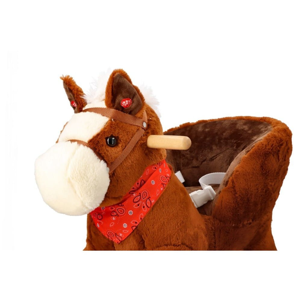 ADAM TOYS BRĄZOWY KONIK NA BIEGUNACH Z FOTELIKIEM I KOŁAMI OD 10 M-CY Kolor beżowy
