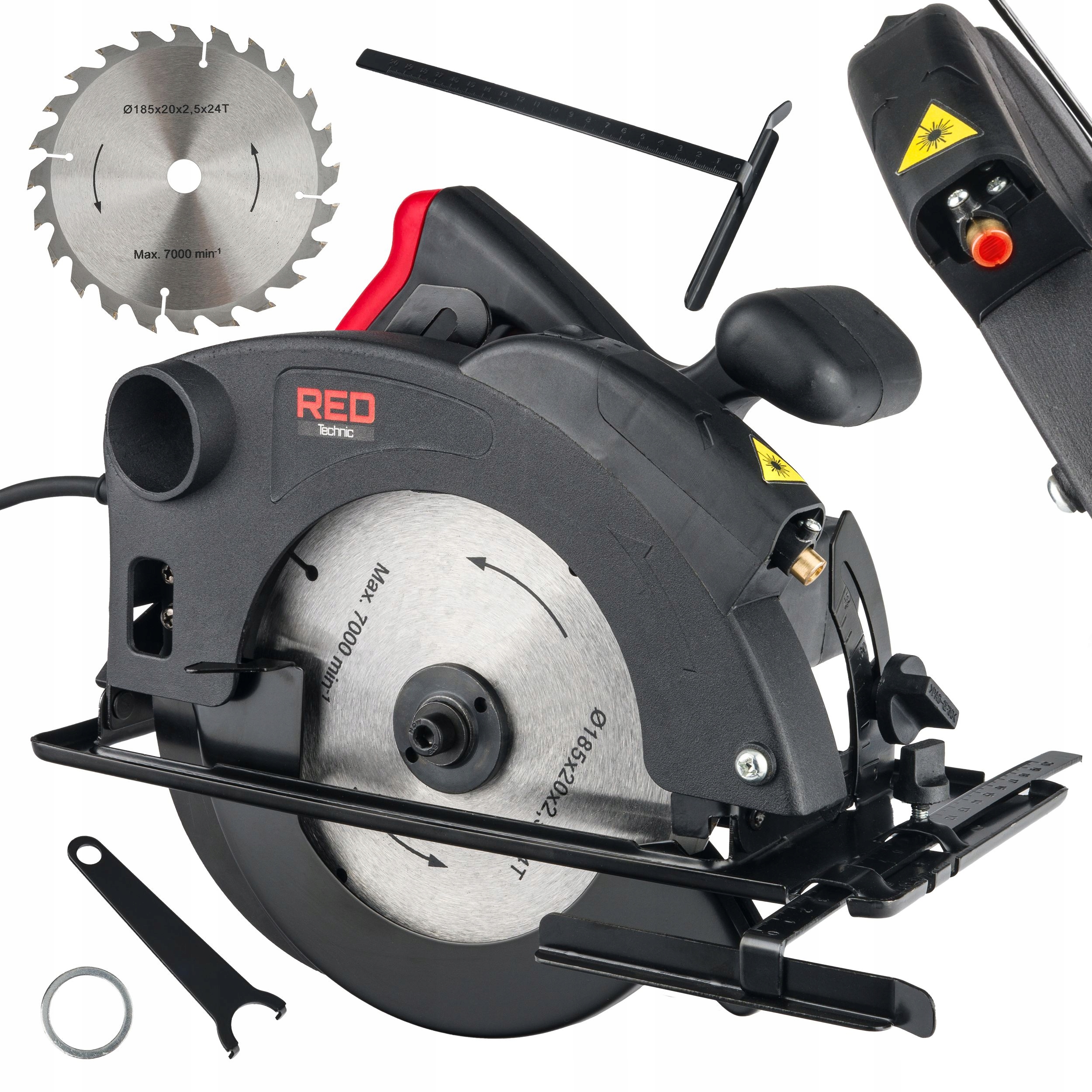 Piła Tarczowa Pilarka Ręczna Do Drewna Z Laserem 2250W Przecinarka 185 MM