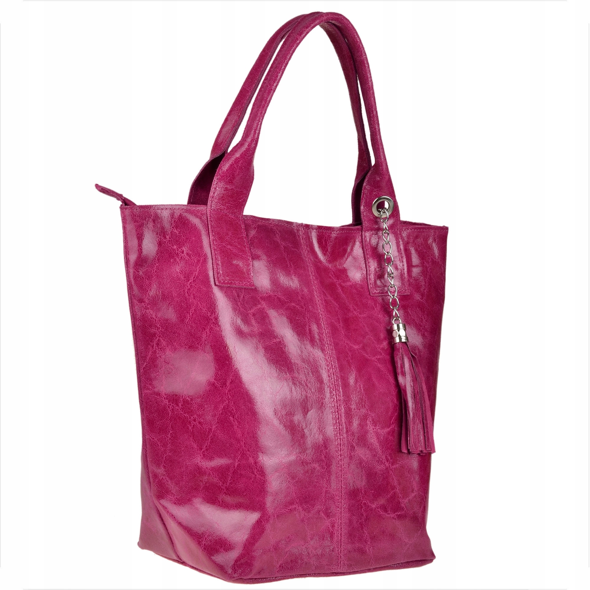 

Torba shopper fuksja skóra naturalna włoska