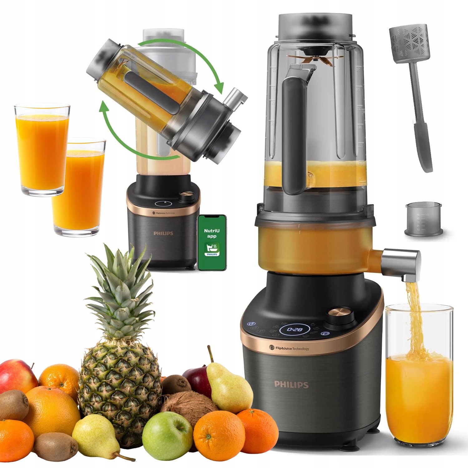 Mixér s modulom odšťavovača Philips HR3770/00 Flip&Juice 1500 W