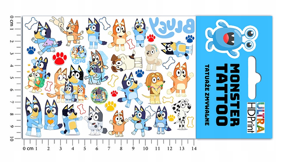 ZESTAW KOSZULKA + TATUAŻE NAKLEJKI BLUEY BLUE 140 Płeć chłopcy dziewczynki