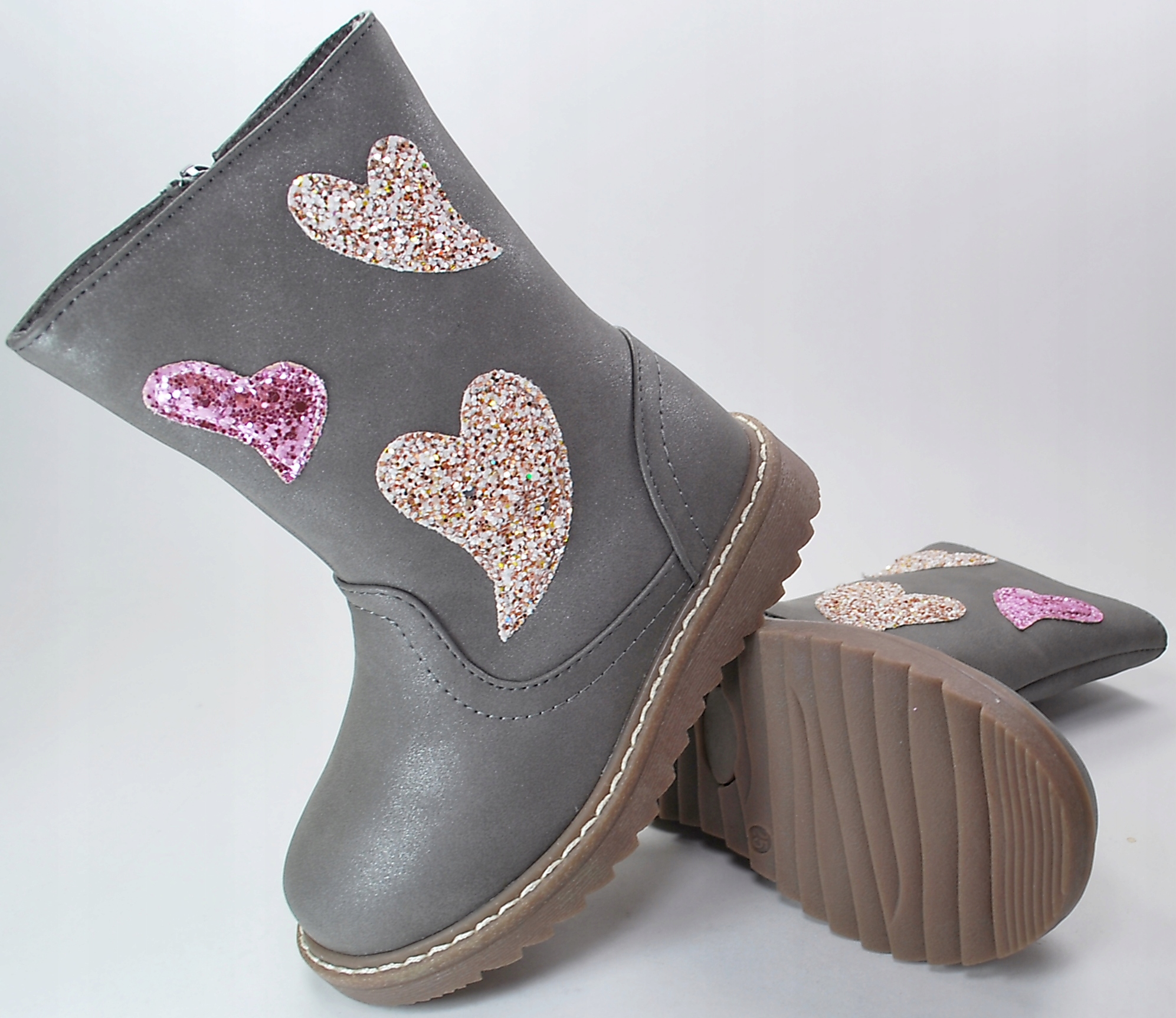 SZARE OCIEPLANE futrem BOTKI KOZAKI na zamek r 25 Kod producenta 710093-2